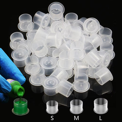 1000Pcs Plastic Tattoo Ink Cups Caps 17Mm 14Mm 11Mm Clear Self Standing Ink Caps Tattoo Pigment Cups Supply for Ink