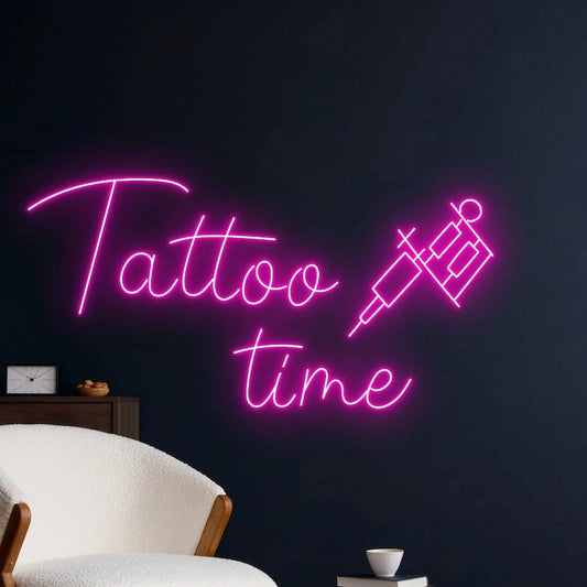 Tattoo Time Neon Sign, Tattoo Salon Wall Art Decor, Tattoo Artist Wall Decor