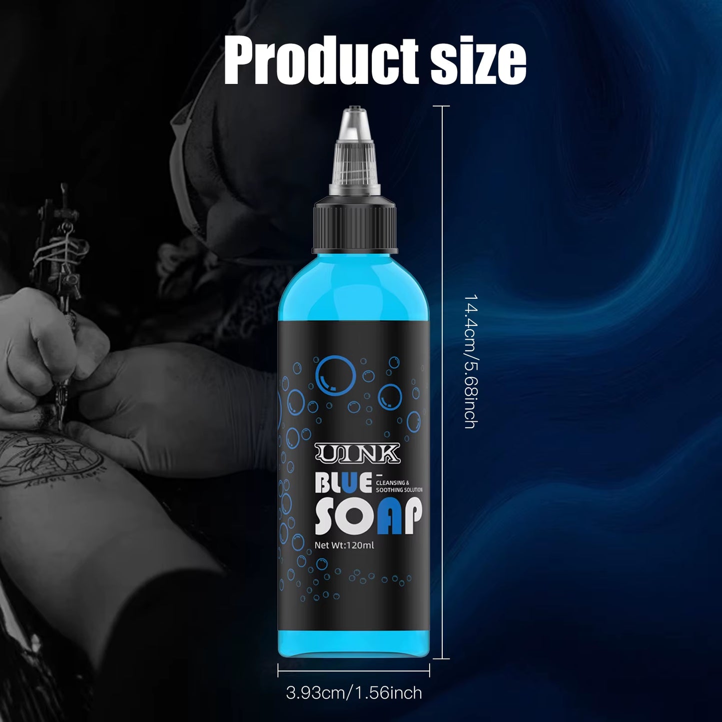 UINK Tattoo Blue Soap 120Ml Tattoo Cleaning Tool with Foaming Pot Tattoo Kit Suitable for Tattoo Beginners and Tattoo Artists