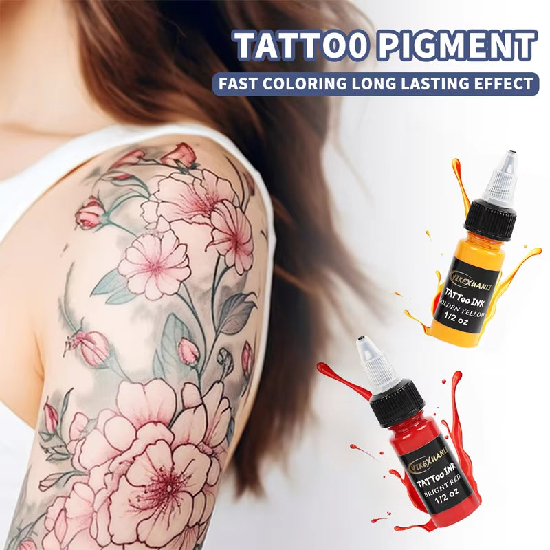 15Ml 7Colors Tattoo Ink Pigment with Box Body Art Tattoo Kits Professional Beauty Paints Makeup Tattoo Supplies Semi-Permanent