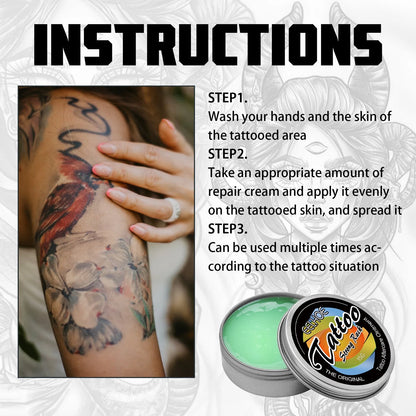 Tattoo Care Brightener Balm, Tattoo Aftercare Cream Ointment, Enhances Tattoo Colors, Promotes Healing, Protects, Safe, Natural