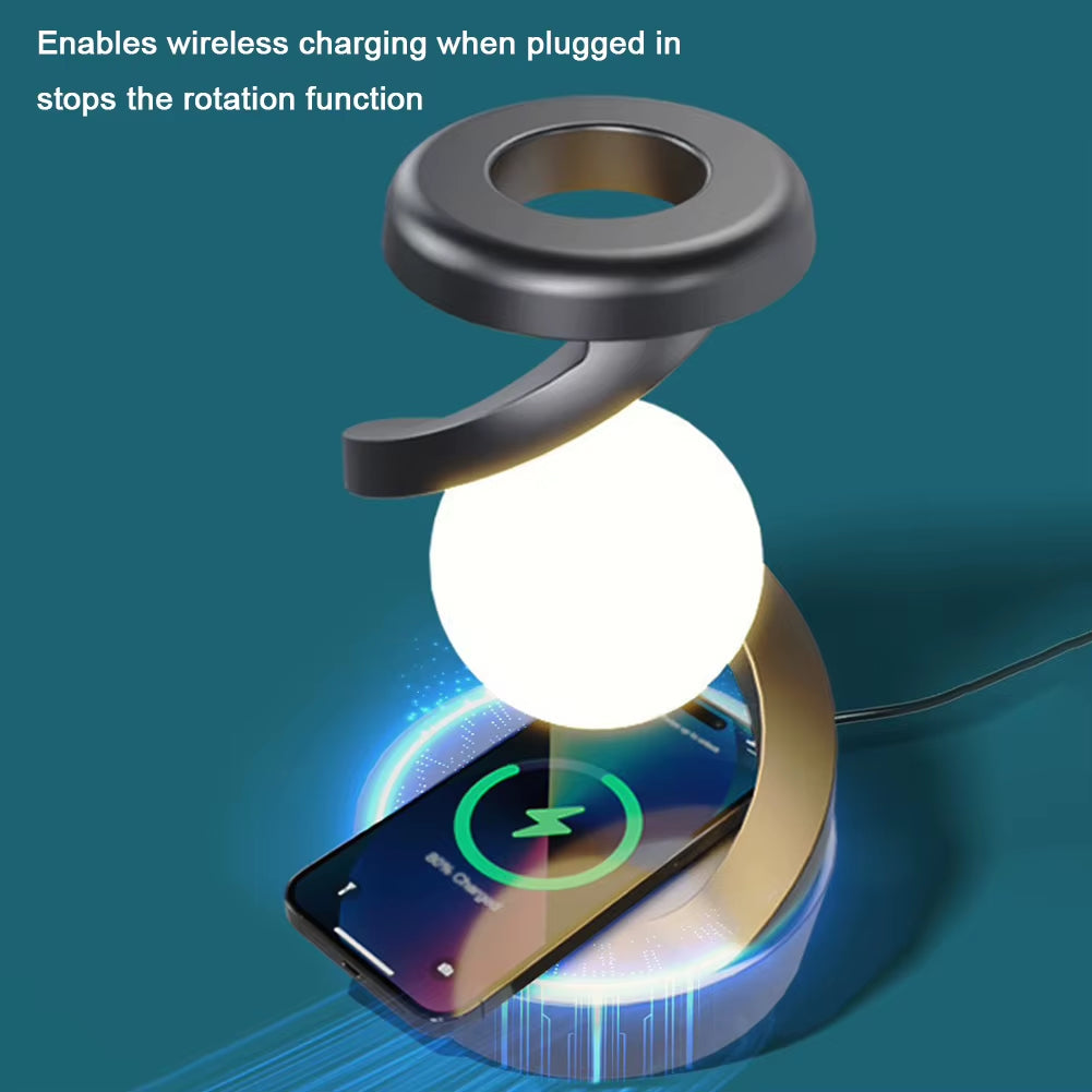 Multifunction Wireless Charger 3D Levitating Ball Lamp RGB Floating LED Night Light Fast Charging Station for Iphone Samsung