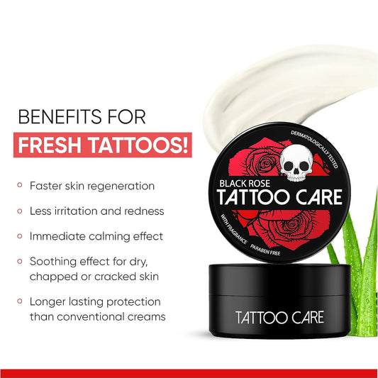 Makra Black Rose – Aftercare & Brightener Ointment - for New & Older Tattoos – Protects and Deeply Moisturizes – Enhances Colors, Prevents Fading, Brings Back Shine - 1.2 Oz/35 G