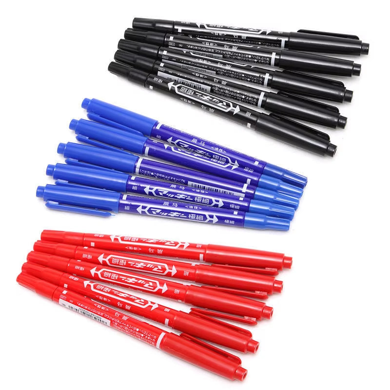 10Pcs Tattoo Skin Markers Pen Scribe Permanent Makeup Tattoo Supplies Tool Ink Waterproof Marker Pen