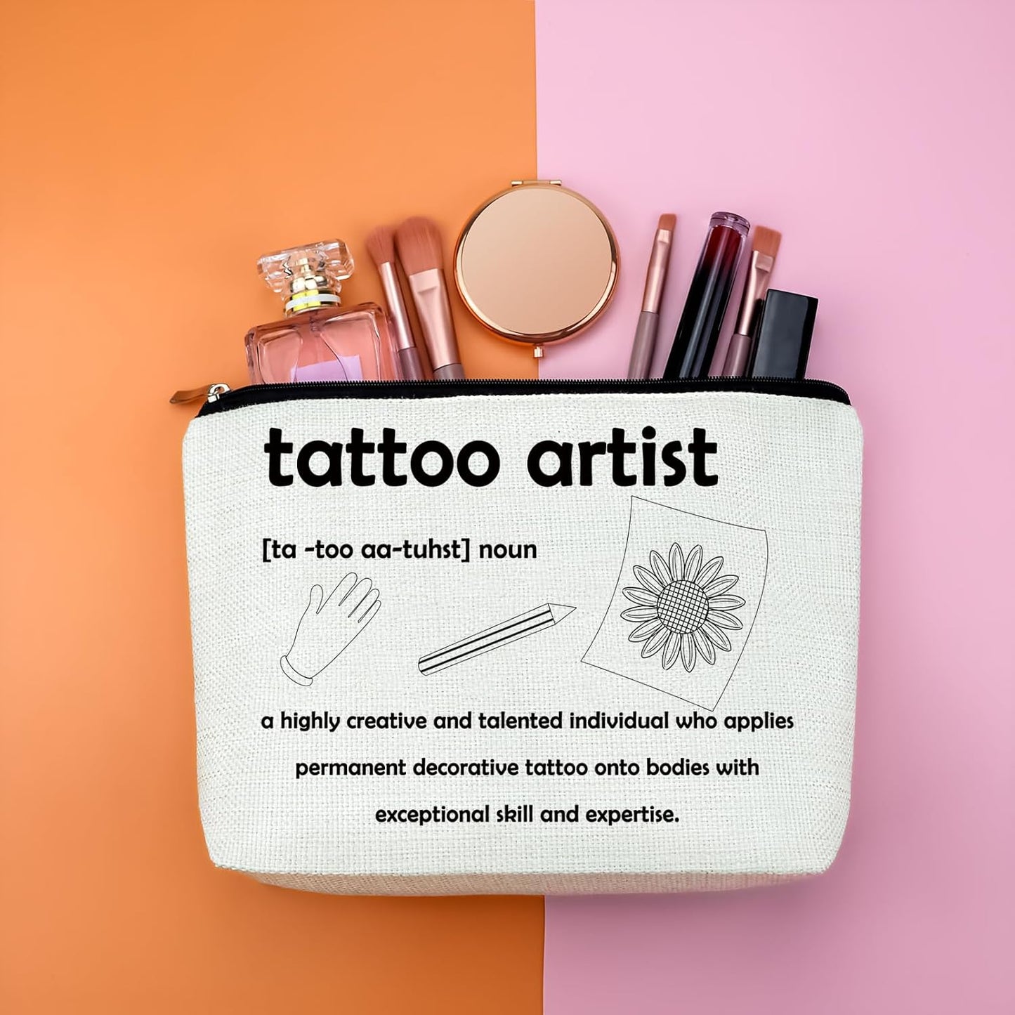 Tattoo Artist Gifts Makeup Bag Appreciation Gift for Tattooist Cosmetic Bag Tattoo Gift Tattoo Lover Gift Friendship Gift for Tattoo Lover Thank You Gift Christmas Birthday Gifts for Women Tattooist