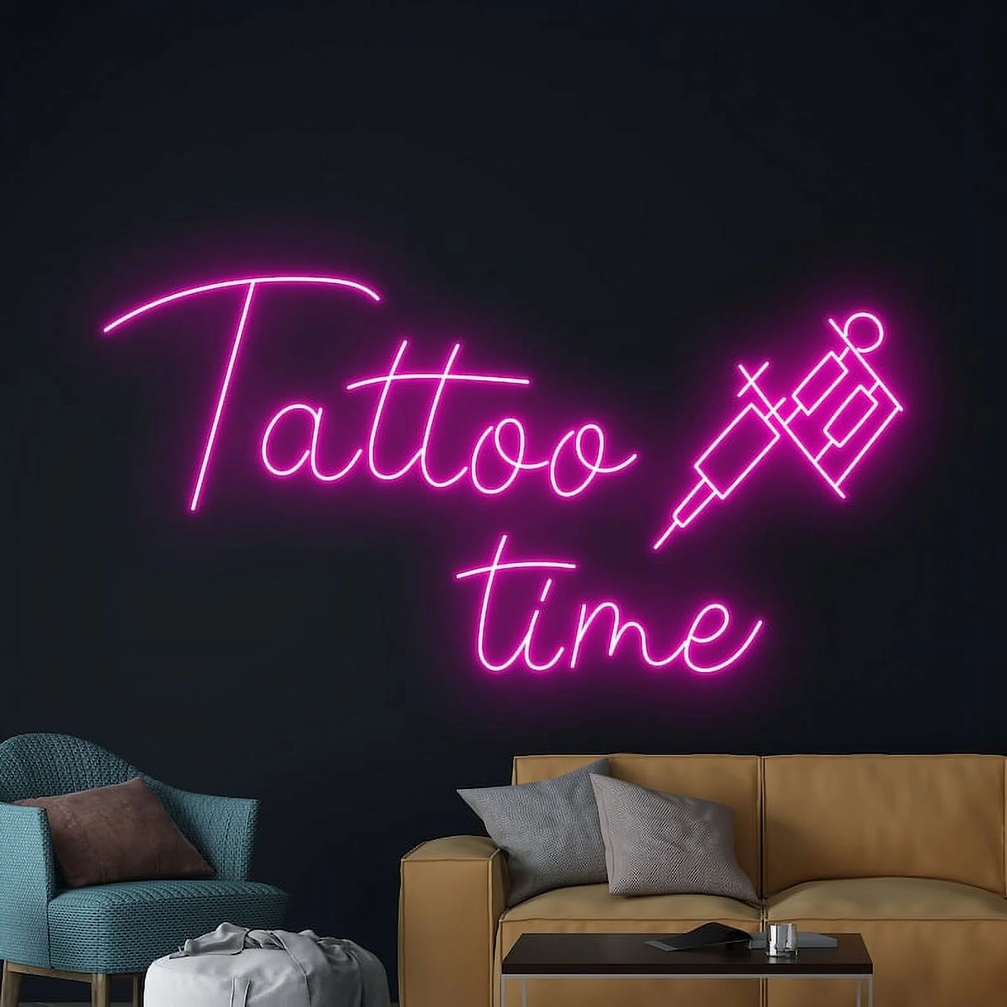 Tattoo Time Neon Sign, Tattoo Salon Wall Art Decor, Tattoo Artist Wall Decor