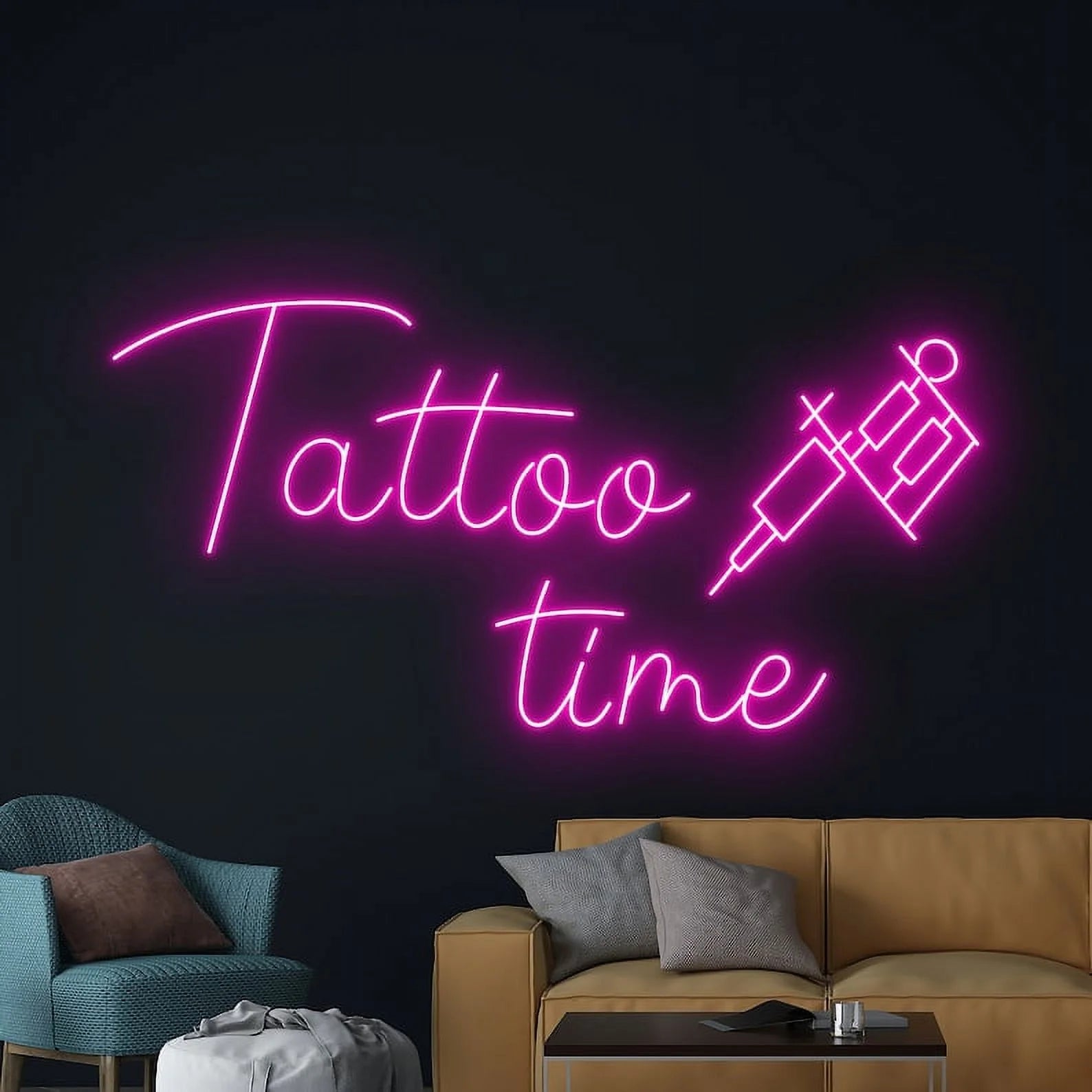 Tattoo Time Neon Sign, Tattoo Salon Wall Art Decor, Tattoo Artist Wall Decor