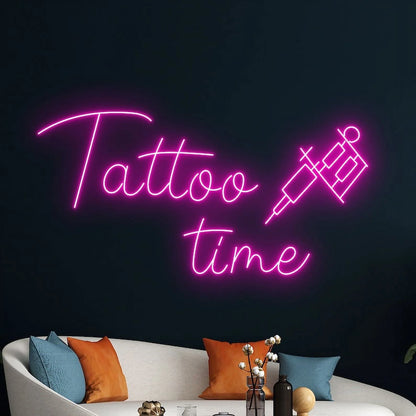 Tattoo Time Neon Sign, Tattoo Salon Wall Art Decor, Tattoo Artist Wall Decor