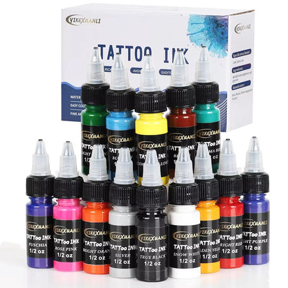 15Ml 14Colors Tattoo Ink Pigment with Box Body Art Tattoo Kits Professional Beauty Paints Makeup Tattoo Supplies Semi-Permanent