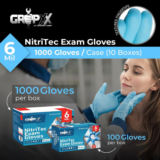 Heavy Duty 6 Mil Blue Nitrile Gloves - Incredibly Stretchy, Powder-Free, Latex-Free,Chemical Resistant (1000 CT)