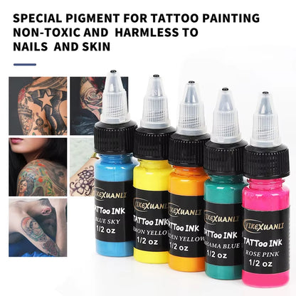 15Ml 14Colors Tattoo Ink Pigment with Box Body Art Tattoo Kits Professional Beauty Paints Makeup Tattoo Supplies Semi-Permanent