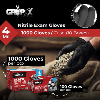 Black Nitrile Gloves- 4 Mil Thick, Disposable Multi-Purpose Nitrile Gloves–Latex&Powder-Free (XS,S,M,L,XL,XXL)