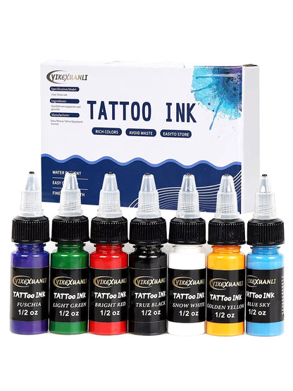 15Ml 7Colors Tattoo Ink Pigment with Box Body Art Tattoo Kits Professional Beauty Paints Makeup Tattoo Supplies Semi-Permanent