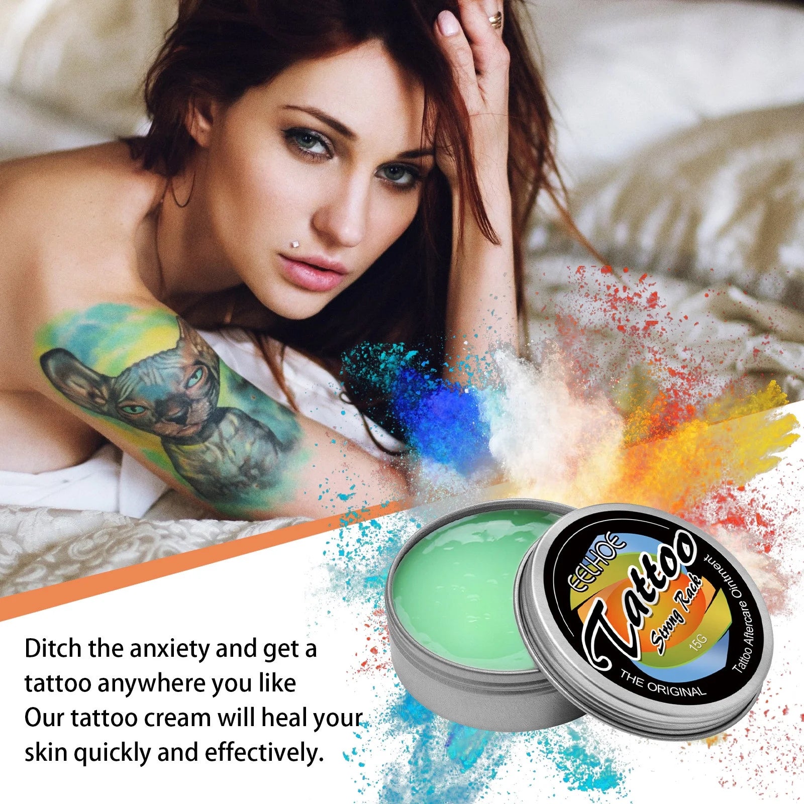 Tattoo Care Brightener Balm, Tattoo Aftercare Cream Ointment, Enhances Tattoo Colors, Promotes Healing, Protects, Safe, Natural